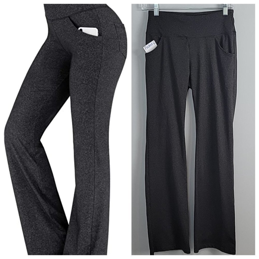 IUGA charcoal gray pull on yoga bootcut dress pants 4 pockets size small - Picture 2 of 7